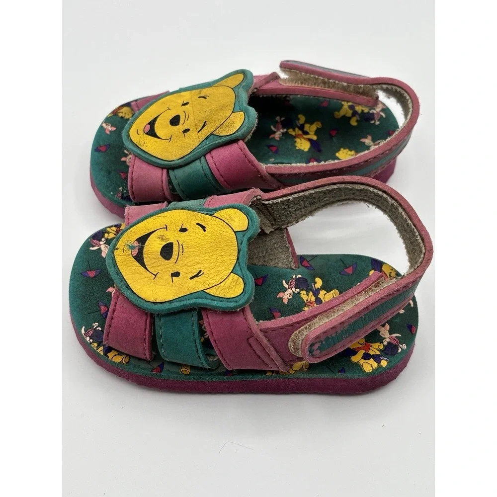 Vintage Winnie The Pooh Shoes Sandals Size 5C‎ Disney 90s Y2K Pink Teal